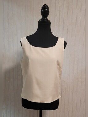 ​Lafayette 148 New York Cream Silk Blend Scoop Neck Shell Top Size 10P